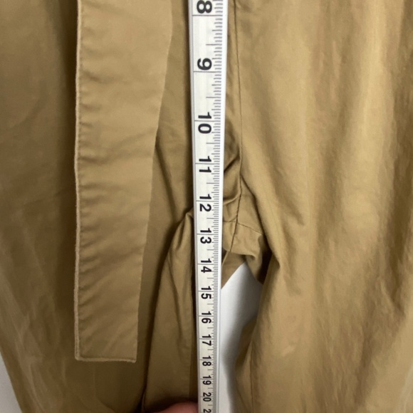 Twik Trousers Womens Small Tan Cotton Paperbag Waist Belted Folded Cuffs Pockets - Picture 10 of 11